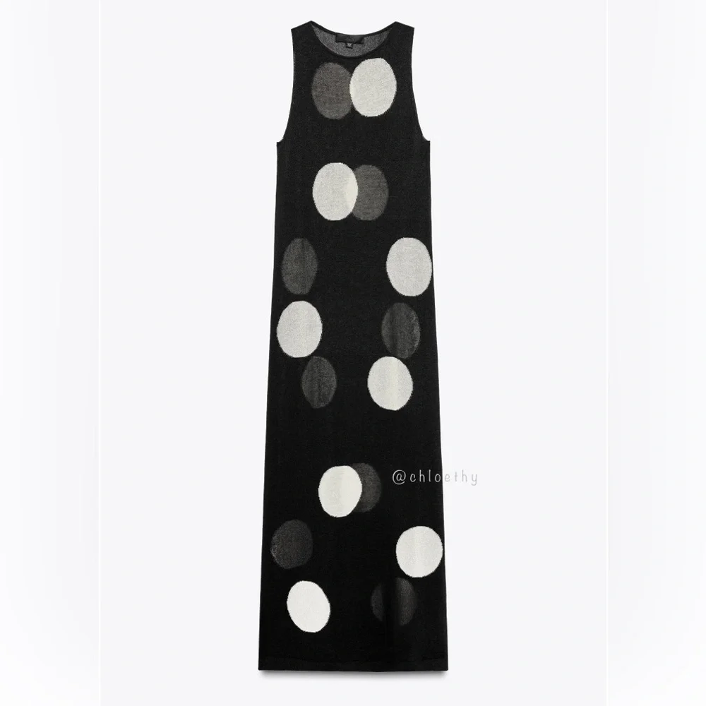 Zara DOTTED KNIT MAXI DRESS_7